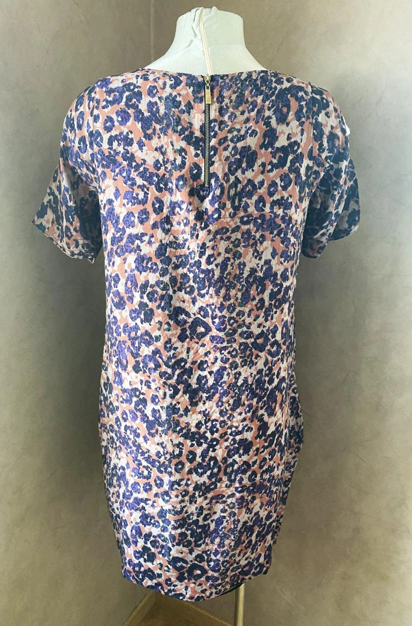 Vloeiende jurk Sud Express maat 40 roze & blauwe print – zijde & viscose, gedrukte schouders – photo 5